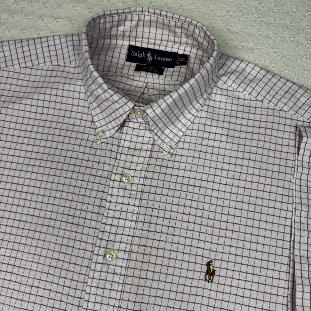 Vintage Ralph Lauren Blake Shirt Mens XL Checkered Button Down Flesh Pony Preppy
